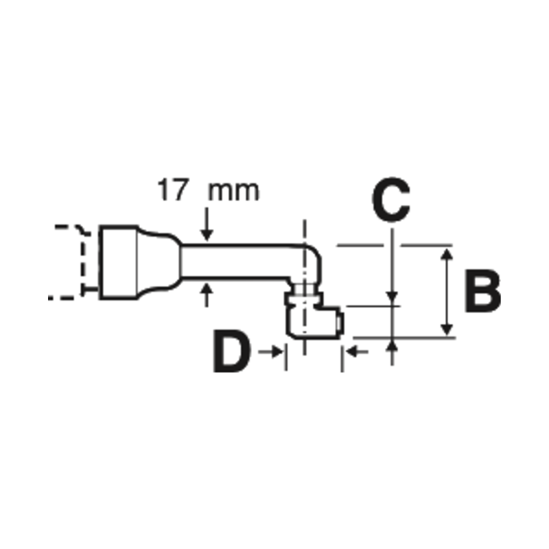 Ingersoll Rand P33N 180° angle head 17 mm – dimension drawing