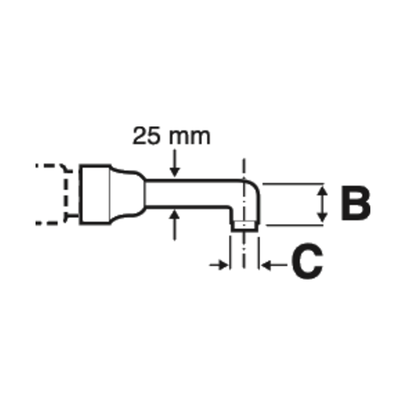 Ingersoll Rand P33N 90° angle head 25 mm – dimension drawing